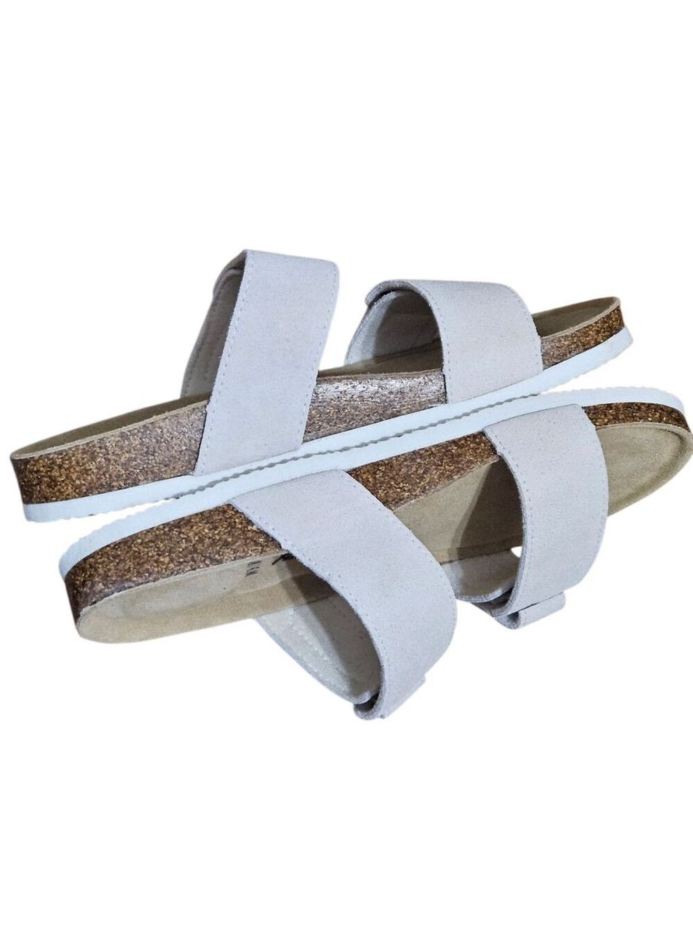 FUNKYMONKEY Beige Unisex Adjustable Double Buckle Slide Sandals Sz 7.5 - Picture 4 of 6